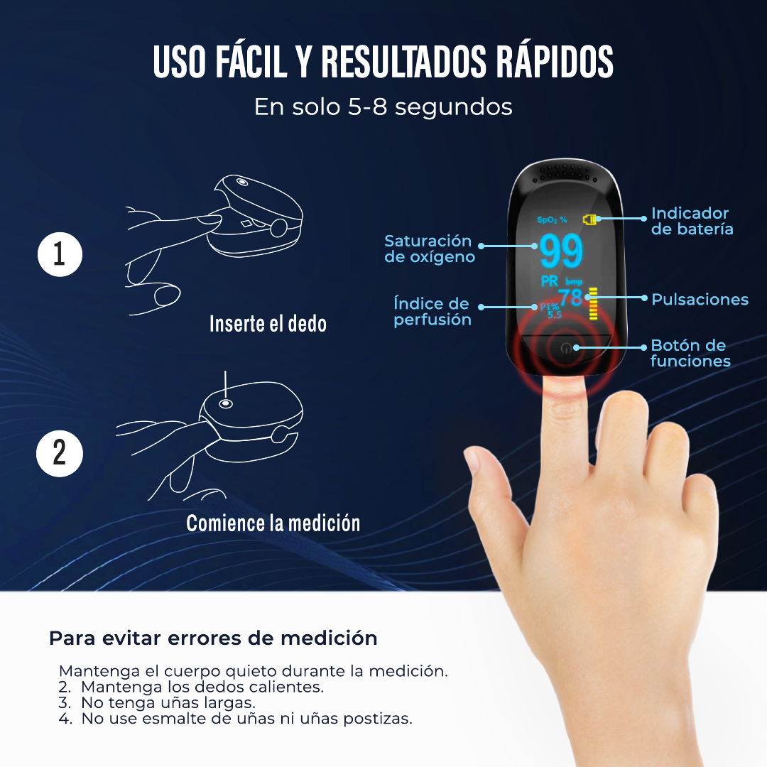 PULSIOXIMETRO MEDIDOR PULSACIONES Y OXIGENO EN SANGRE (PACK DE 2 UNIDADES AL 50% DESCUENTO=29,99€)